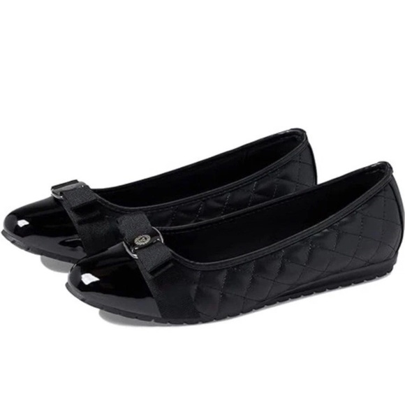 Anne Klein Shoes - Anne Klein Gianna Black Quilted Leather Ballet Flats Shoes Size 6.5 M New in Box